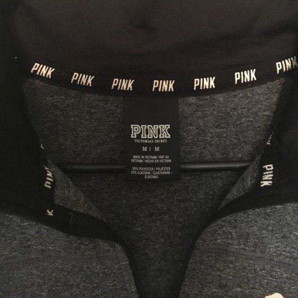 PINK Victoria's Secret Heather Gray & Black 1/4 Zip Pullover - Picture 4 of 12
